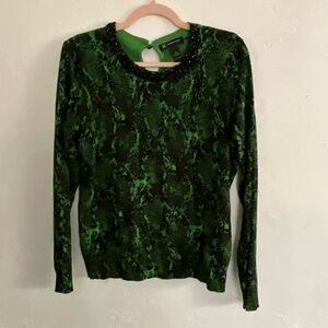 INC International Concepts Snakeskin Beaded Sweater XL